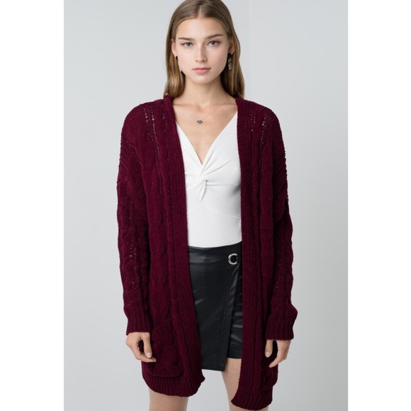HP BEST IN BTQ WINE chunky knit cardigan - Picture 2 of 4